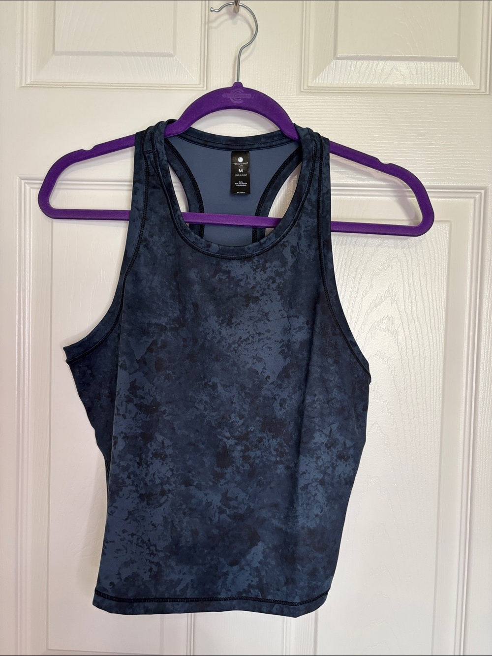 YOGA Marbled Navy Racerback Tank Top Size M NWT